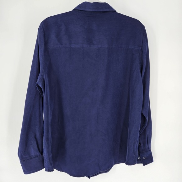 Disney Eeyore Winnie the Pooh Navy Blue Faux Suede Button Down Shirt Women Large - Picture 5 of 7